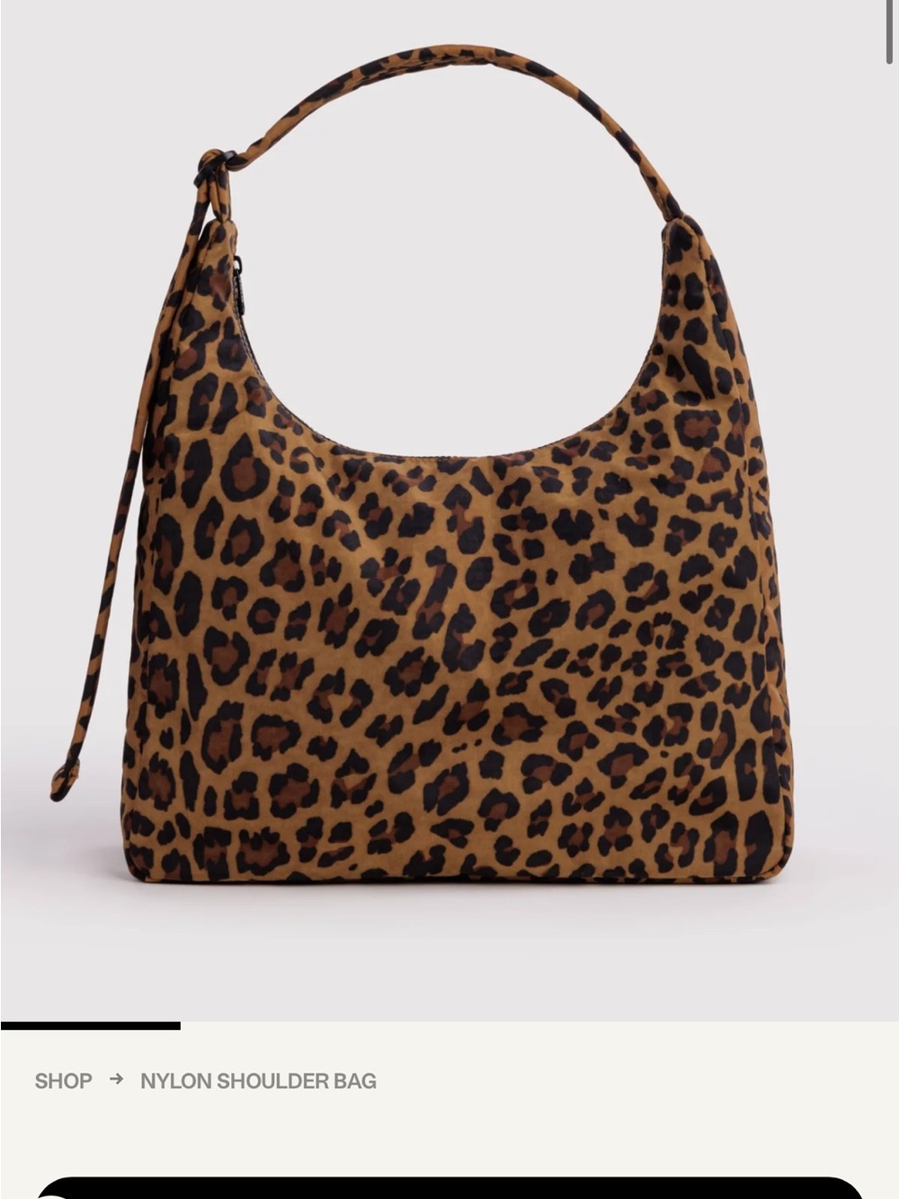 Brand New BAGGU Leopard-Print Nylon Shoulder Bag in Brown and Black